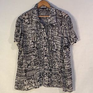 ADDITION ELLE Brand S/S button front Sheer White and Black Top